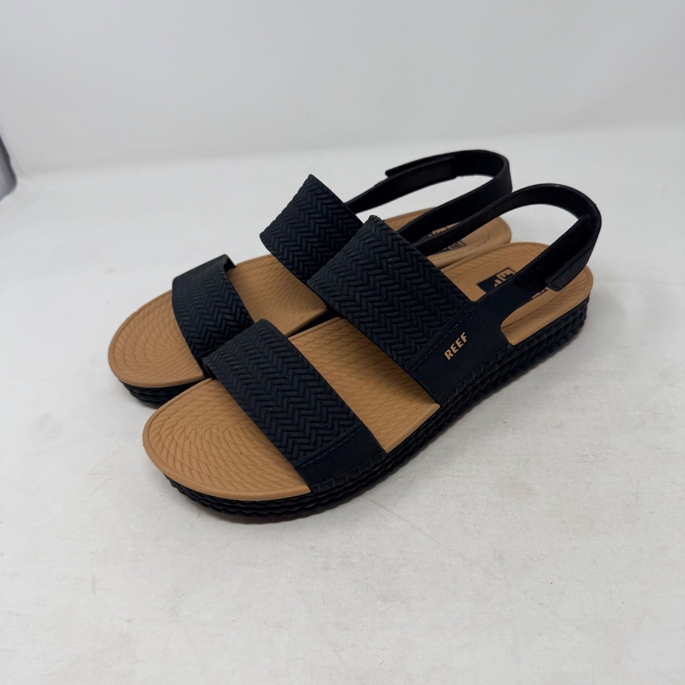 Reef Vista Hi Sandals Black Size 10 Platform Strappy Beach Casual Walking Shoes